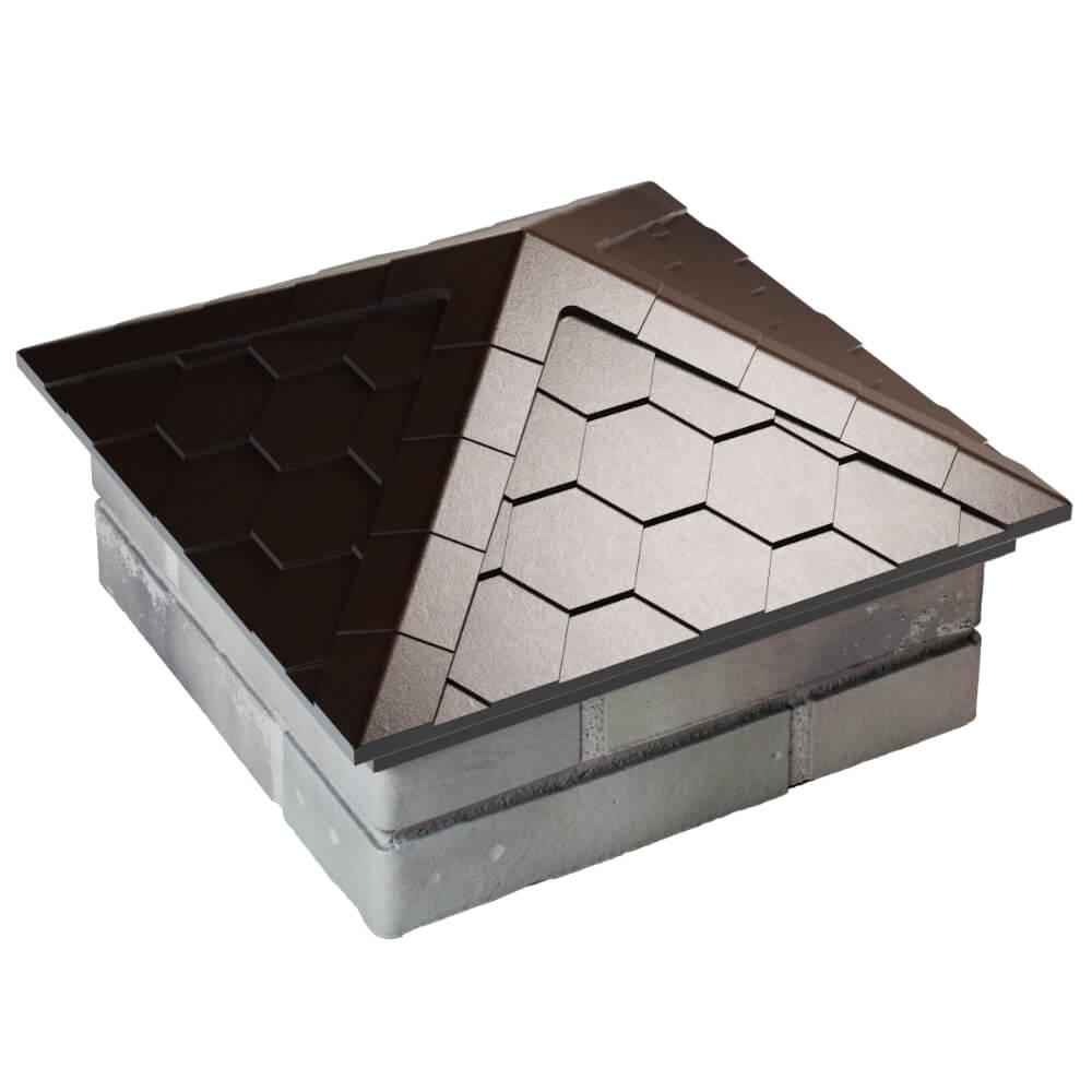 Колпак Zking Эверест Коричневый на столб 1.5х1.5 кирпича (390х390мм) в Лесосибирске фото