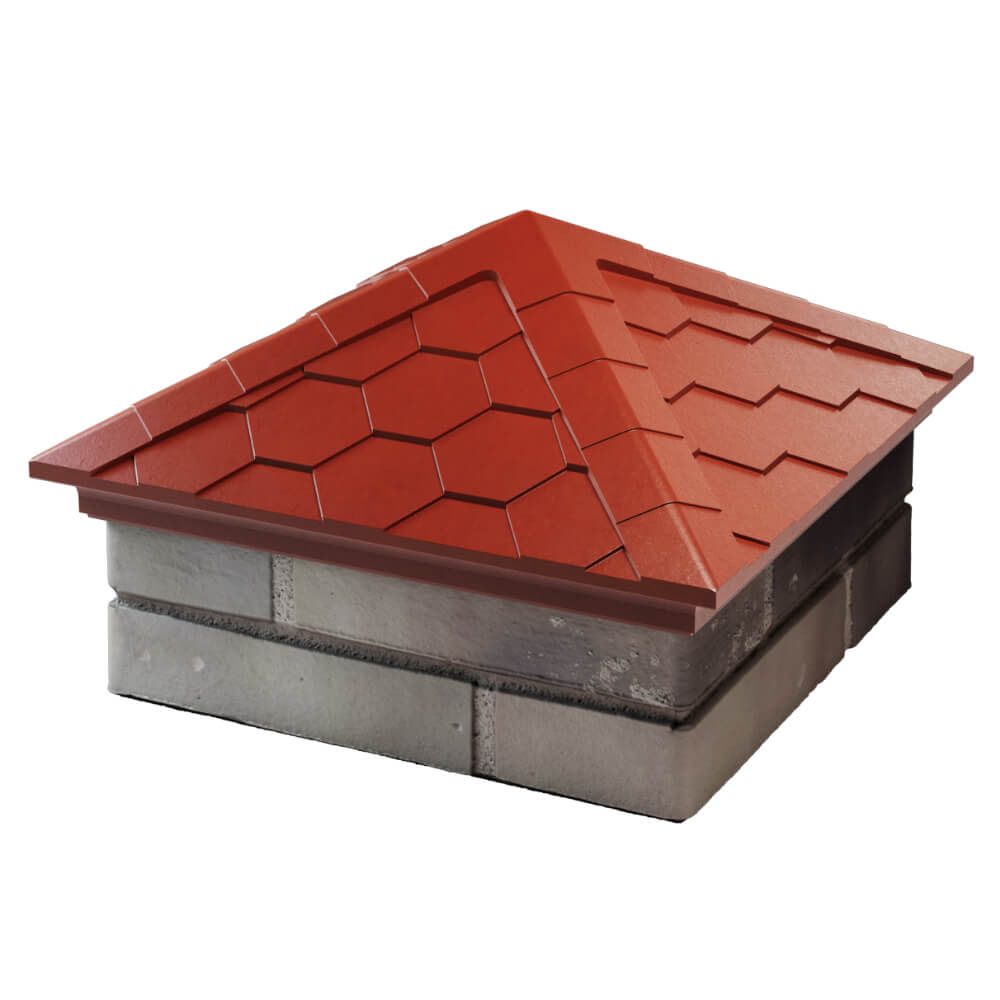 Колпак Zking Эверест Красный на столб 1.5х1.5 кирпича (390х390мм) в Лесосибирске фото