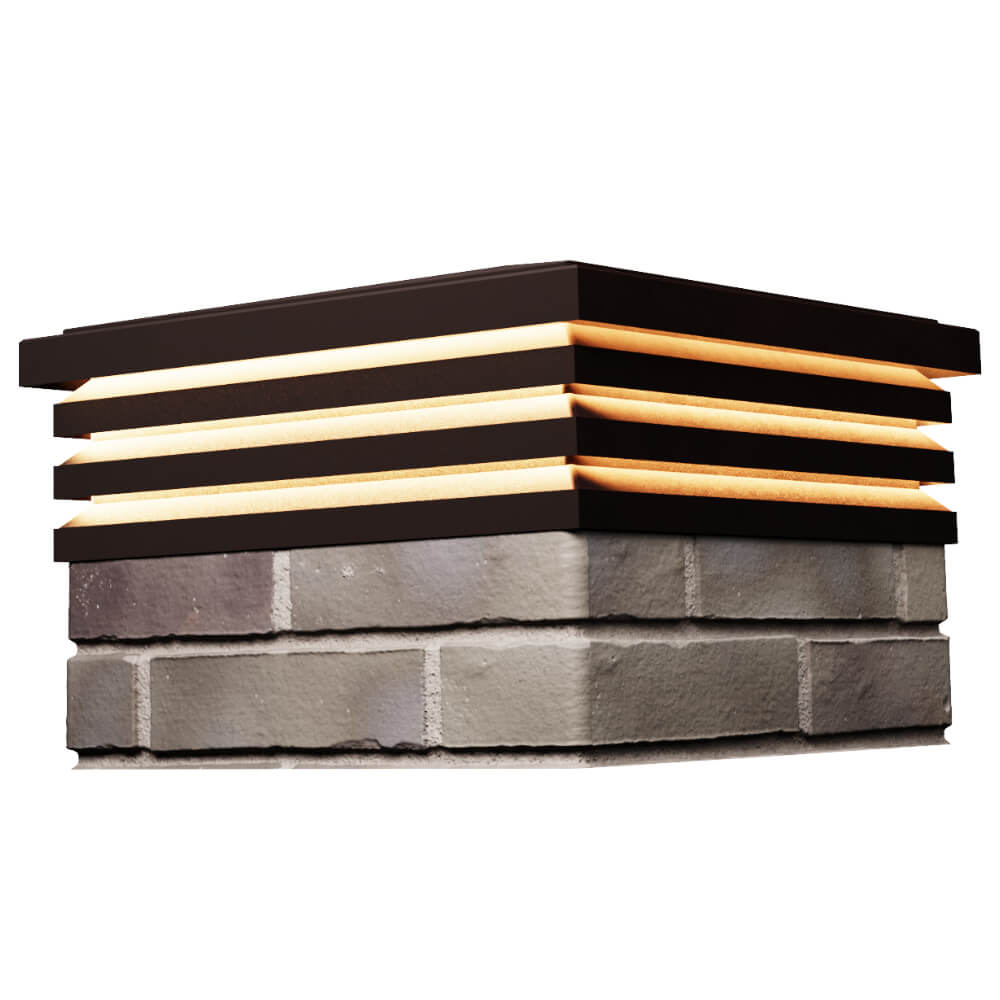 Колпак Zking Бона ХайТек Коричневый на столб 1.5х1.5 кирпича (385х385мм) с подсветкой