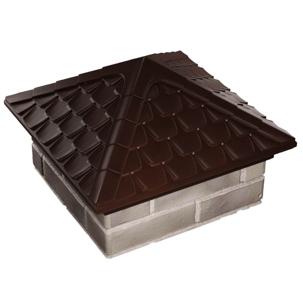 Колпак Zking Эльбрус Коричневый на столб 1.5х1.5 кирпича (385х385мм) в Лесосибирске фото